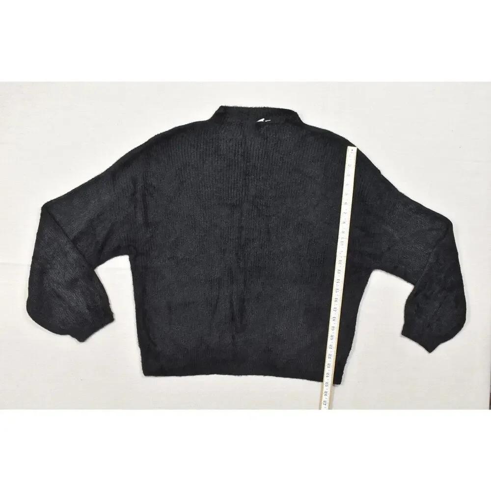 GAP Women's XXL Black Fuzzy Mock Neck Knit Pullover Sweater Ribbed Cuffs